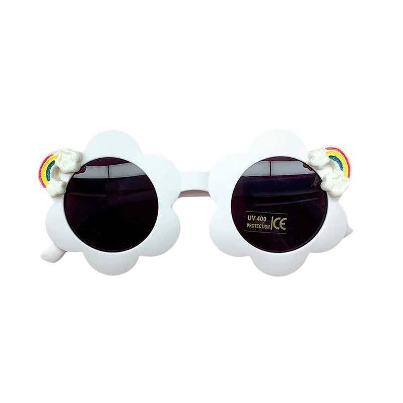 

Kids Girls Round Sunglasses Lightweight Rainbow Flower Sun Protection Glasses for Toddler Outdoor Beach Holiday