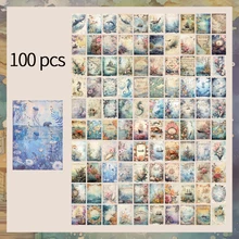  100 pcs Vintage material book DIY Diary Album background paper decoration colored paper Scrapbooking Junk Journal Supplies 