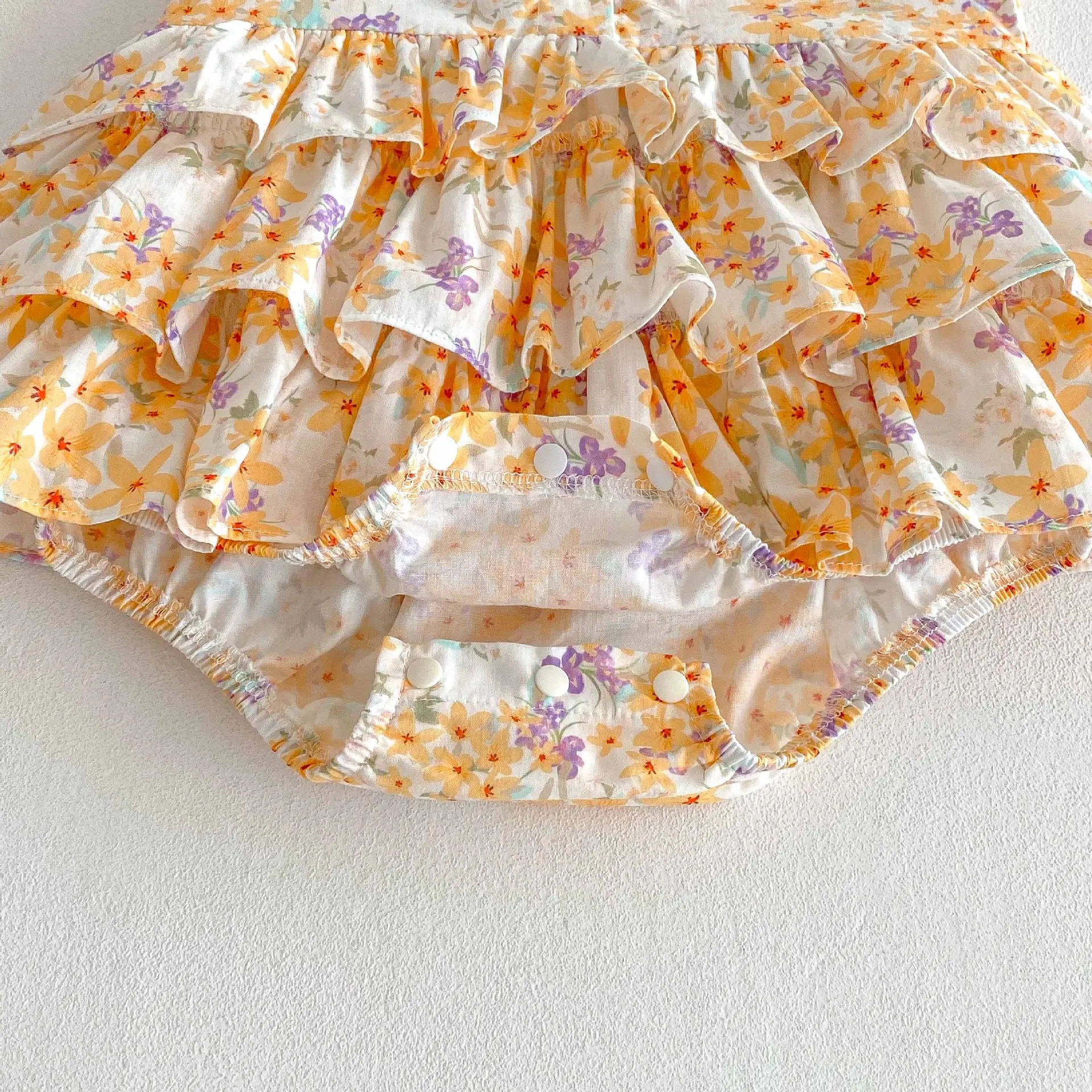 Cotton Baby Girls Summer Floral Bodysuit Dress