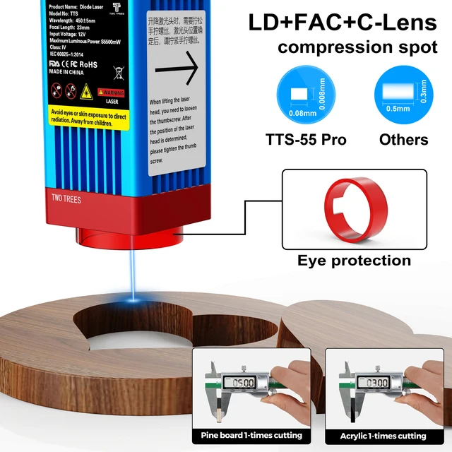 Twotrees TTS-55 Pro Laser Engraver With Touch Screen Laser Engraving Machine Add Display 40W Blue Light Cnc Machine 3
