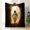 God Loves The World Jesus Christian God Flannel Art Blanket, Sofa Bed Cover Four Season Soft Fluffy Quilt Blanket Flannel Throw 4