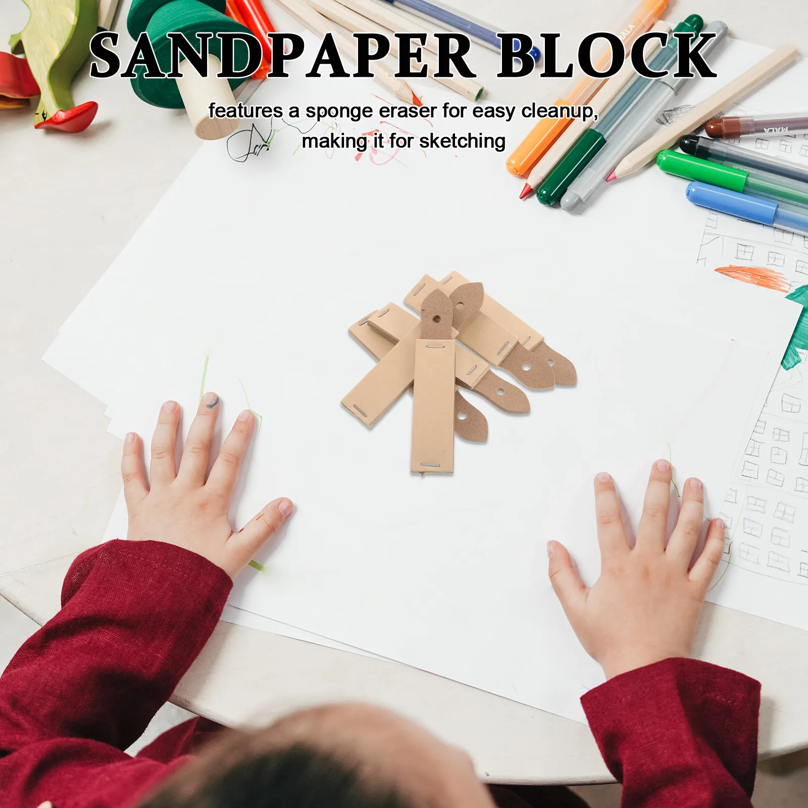 10Pcs 스케치 샌딩 보드 연필 깎이 세트 드로잉 도구 아티스트를위한 휴대용 야외 여행 드로잉 스케치 용품