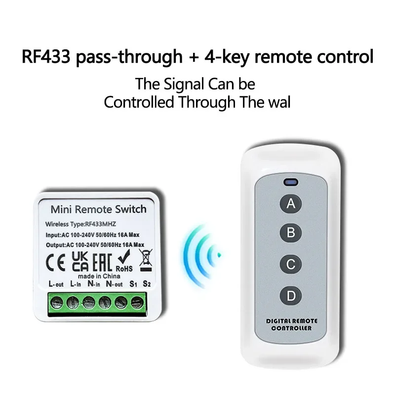 Smart Switch 433MHz Remote Control RF Light Switch Relay Wireless 110V 220V Relay Module for Lamp Fan for Curtain Garage Door