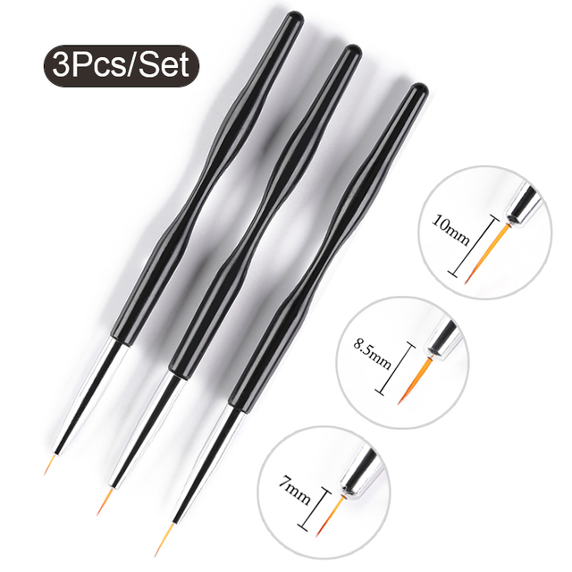 Acrylic French Stripe Nail Art Liner Brush Set 3D Tips Manicuring Ultra-thin Line Drawing Pen UV Gel Brushes Painting Tools