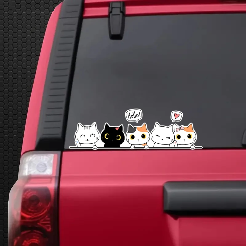WADORN 5Pcs 3D Cat Car Stickers - Cute Vinyl Decals For Vehicles, Laptops & Windows