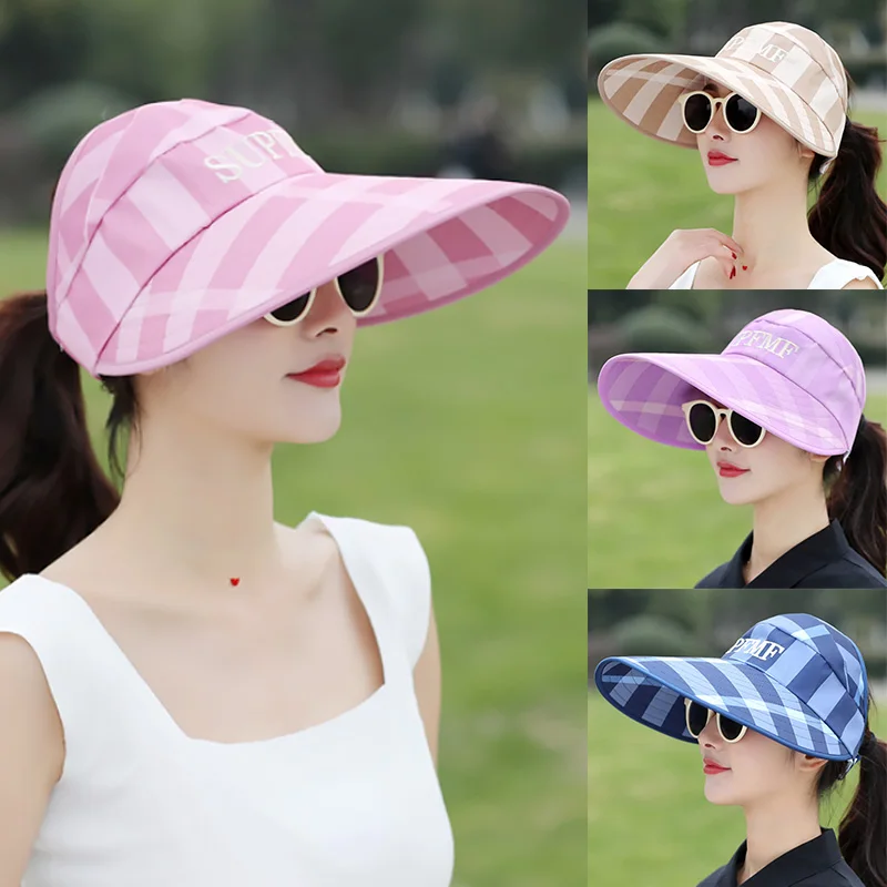 SummerSunHatsForWomenOutdoorAdjustableBigHeadsWideBrimCap