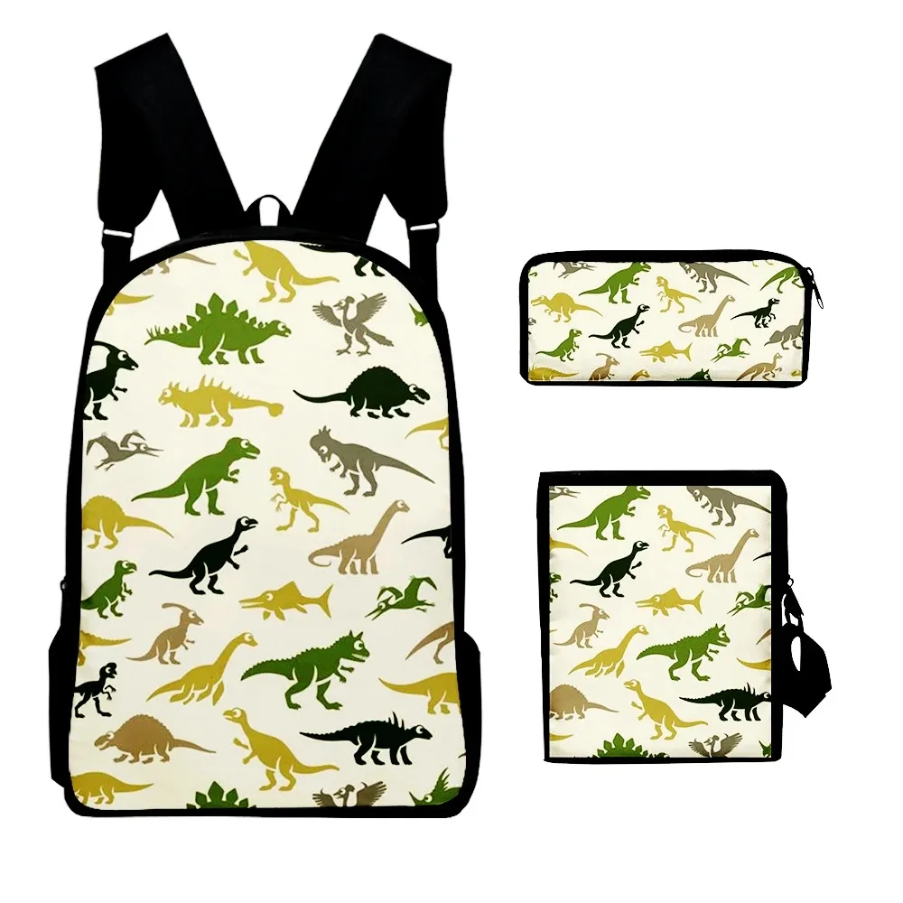 3D Dinosaur Printing Backpack, Student School Bags, Laptop Backpack, Tilt Shoulder Bag, Pencil Case, Popular Harajuku, 3Pcs per