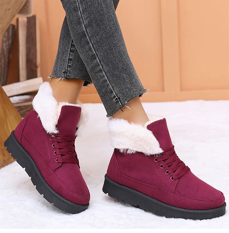 Women's Winter Snow Boots With Fur Lining And Low Heels_voghion.com
