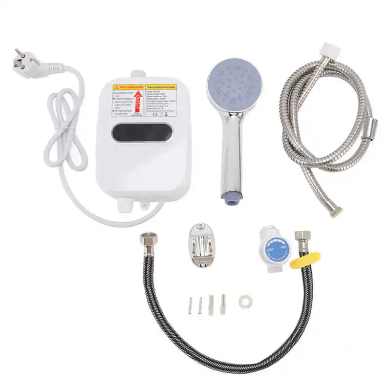 Shower Head Shower Set 3500W Tankless Water Heater with Shower Head Electric Instantaneous with HD Touch Screen Water Heating Shower Set EU Plug