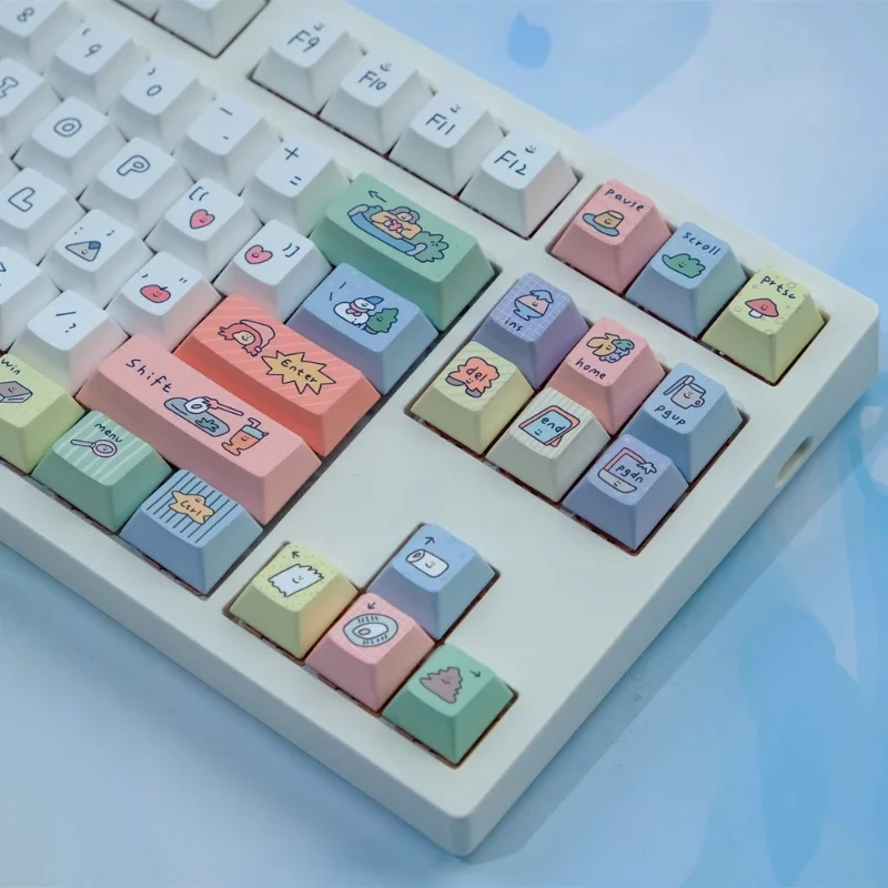 

1 Set Smiling Face PBT Keycaps Dye Sublimation Cherry Profile for Mx Switches Mechanical Keyboard 129 Keys Cherry Keycap