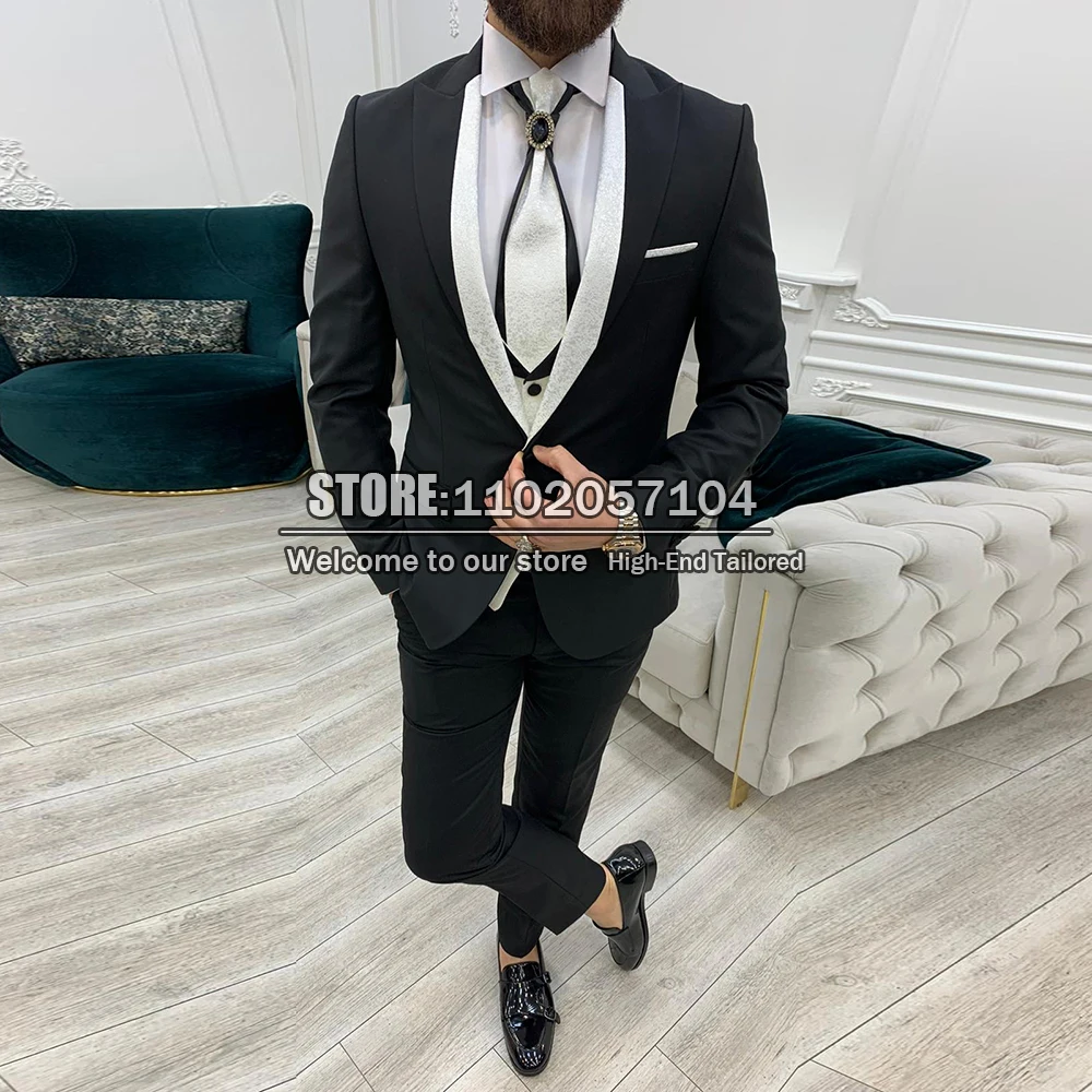 

Мужской облегающий пиджак с отложным воротником, жилет и брюки, 3 предмета