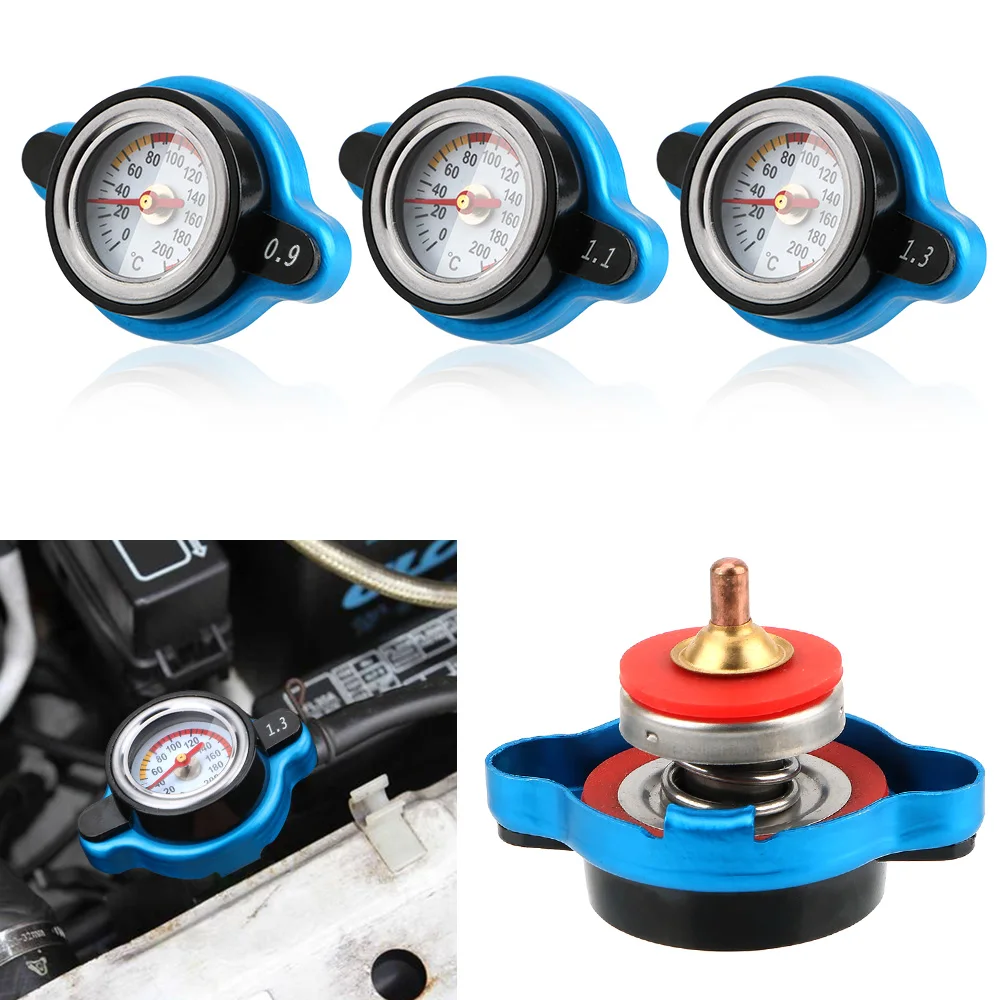 Temperature Gauge 0.9/1.1/1.3 Bar Thermo Radiator Cap Tank Cover Replacement Pressure Balance Function Car Accessories automobile gauge,digital temperature gauge,water temperature gauge,motorcycle temperature gauge,radiator cap cover