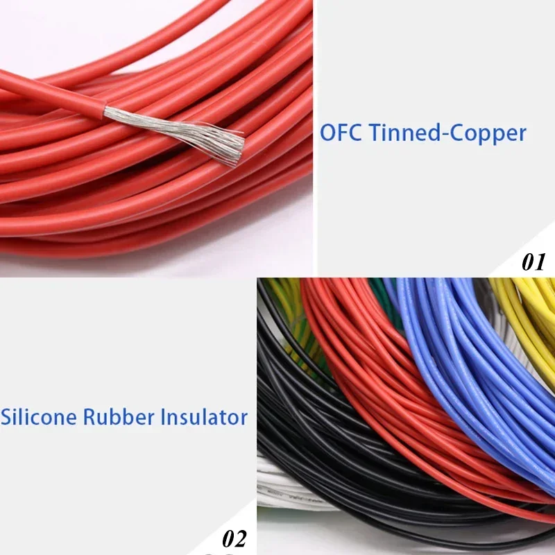 2/5/10M UL3135 Wire Silicone Insulation Tinned Copper 30/28/26/24/22/20/18/16/14/12/10AWG High Temperature Heat Resistant Cable