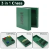 TUNJILOOL Mini Portable Chess Board Set Folding Wooden LUDO Chess Checkers Games For Kid And Adults Travel Camping Toy 2