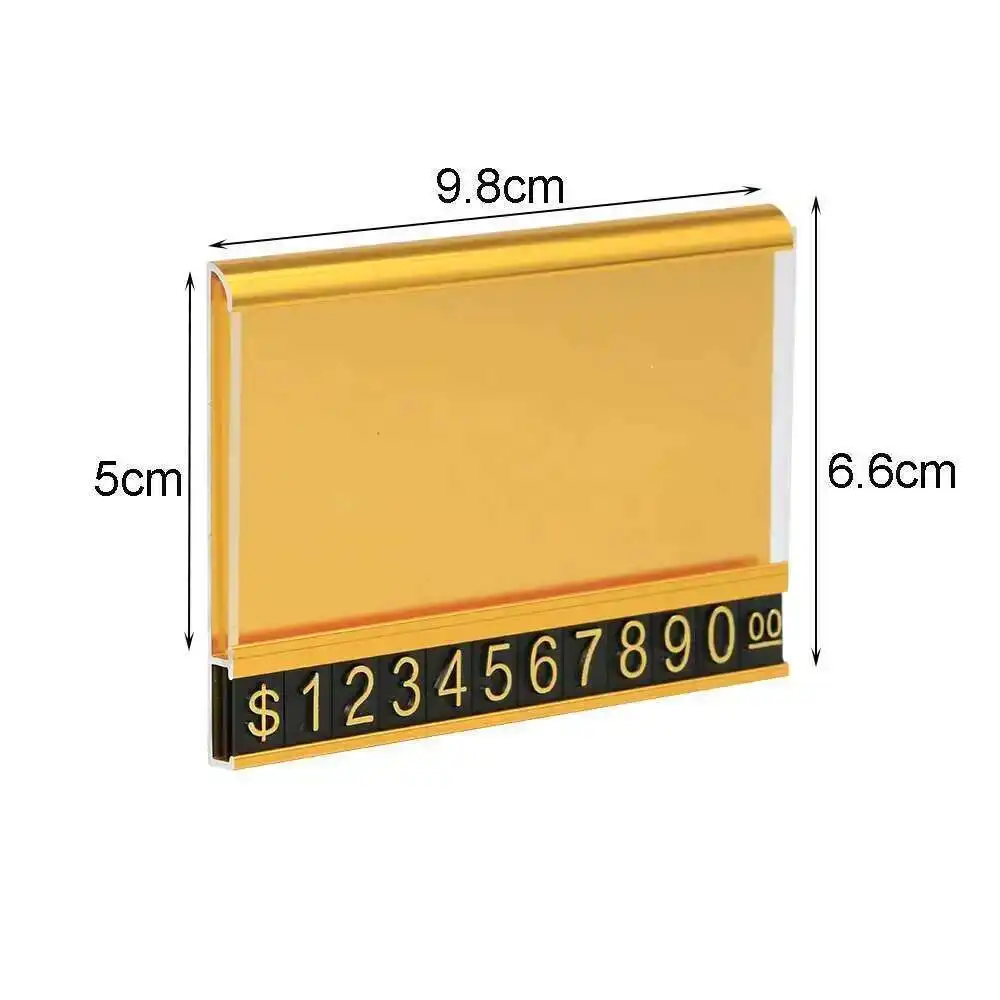Gold Metal Label Holder Stand Desk Sign Frame Price Tag Name Card Display Rack Jewelry Watch Price Number Cubes Shelf Talker