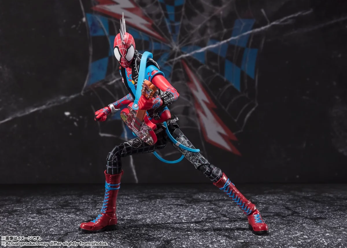 Oryginalny BANDAI S.H.Figuarts SPIDER PUNK Spider-Man w poprzek ruchoma lalka Anime z pajęczykami Model z pcv prezent