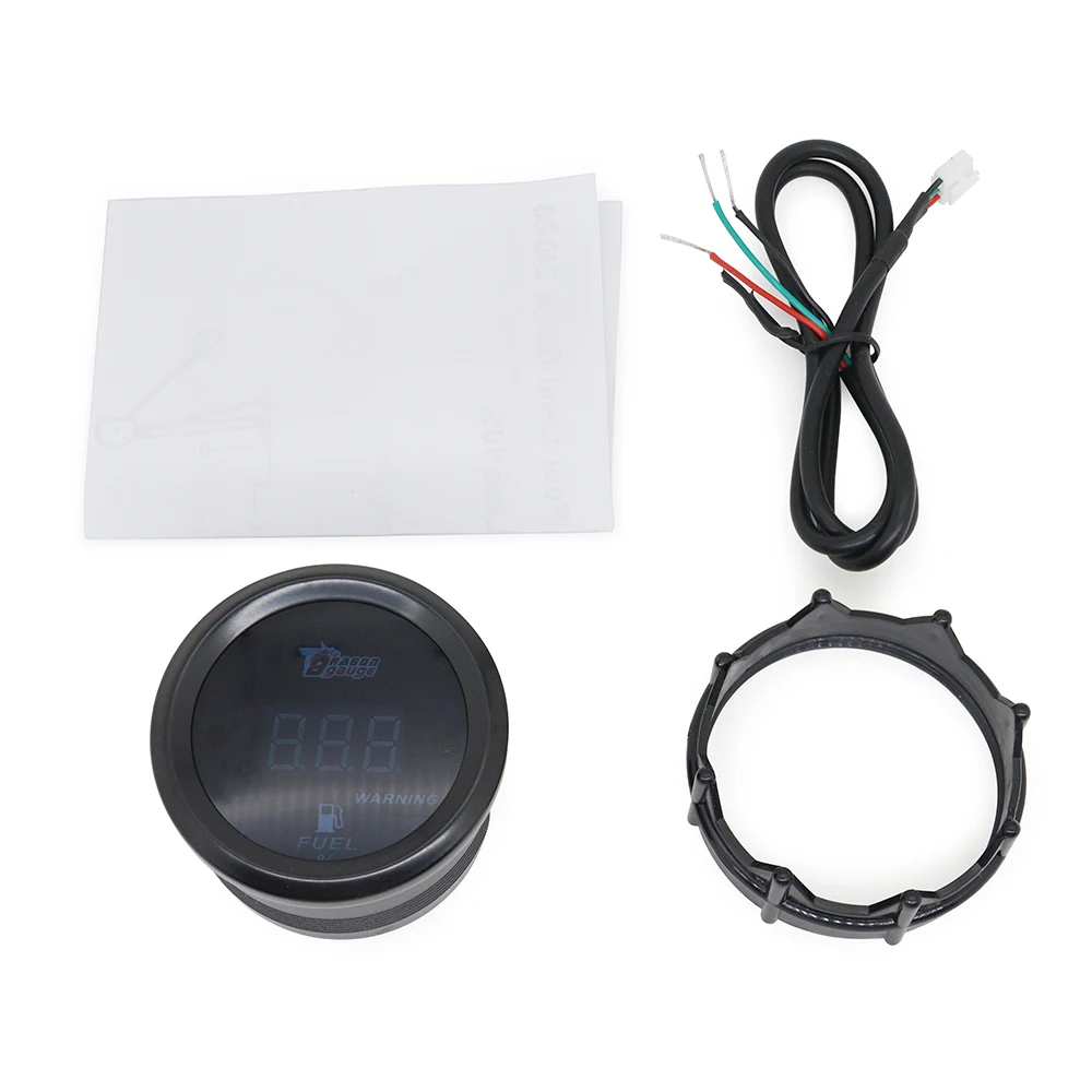Fuel Level Gauge Universal 2inch 52MM Digital Display Car Fuel Level Gauge 240-33 Ohms Blue Led/Red Led With Sensor 12V