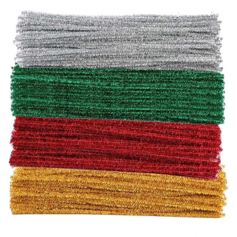 Chenille Pipe Cleaners 100Pcs Pipe Cleaners Chenille Stem Glitter Color for DIY Arts Crafts Decorations