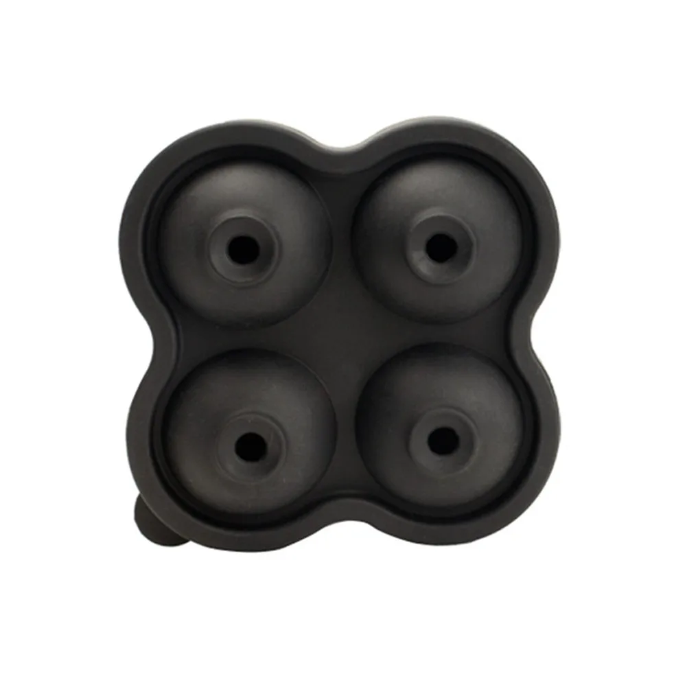 4 Grids Round Ice Cube Trays Silicone Ice Cube Molds for Freezer with Lid Kitchen Bar Reusable Whiskey Mold Ball Moulds