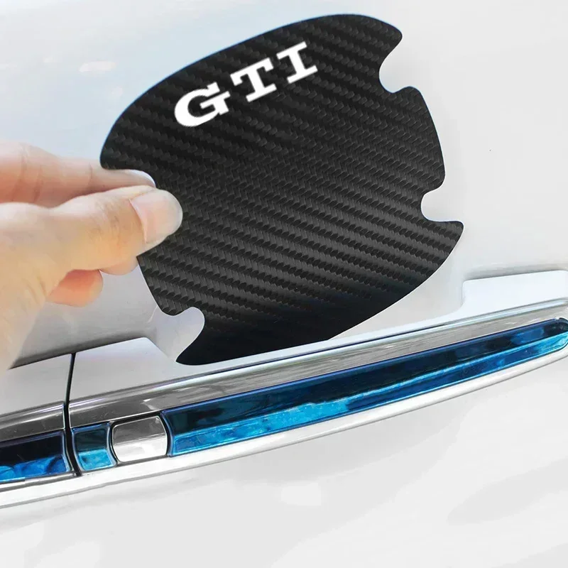 폭스바겐 VW GTI 로고 GTD GLI용 카본 파이버 도어 손잡이 보호 필름 스티커, 흠집 방지 범퍼 가드 스트립