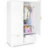 Wide Armoire Wardrobe Closet with Adjustable Shelves and Drawers, Freestanding Closet Wardrobe Cabinet, Bedroom Armoires 6