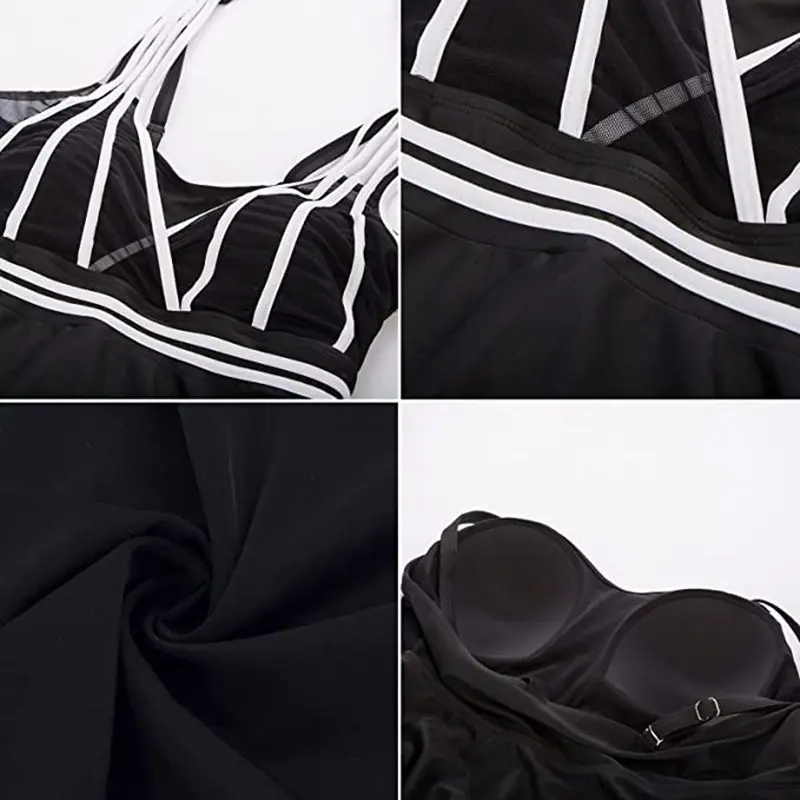Women's Swimsuit 2024 New Halter Swimdress Plus Size Swimwear Two Piece Tankini Swimsuits For Women High Waist Boyleg Bottoms