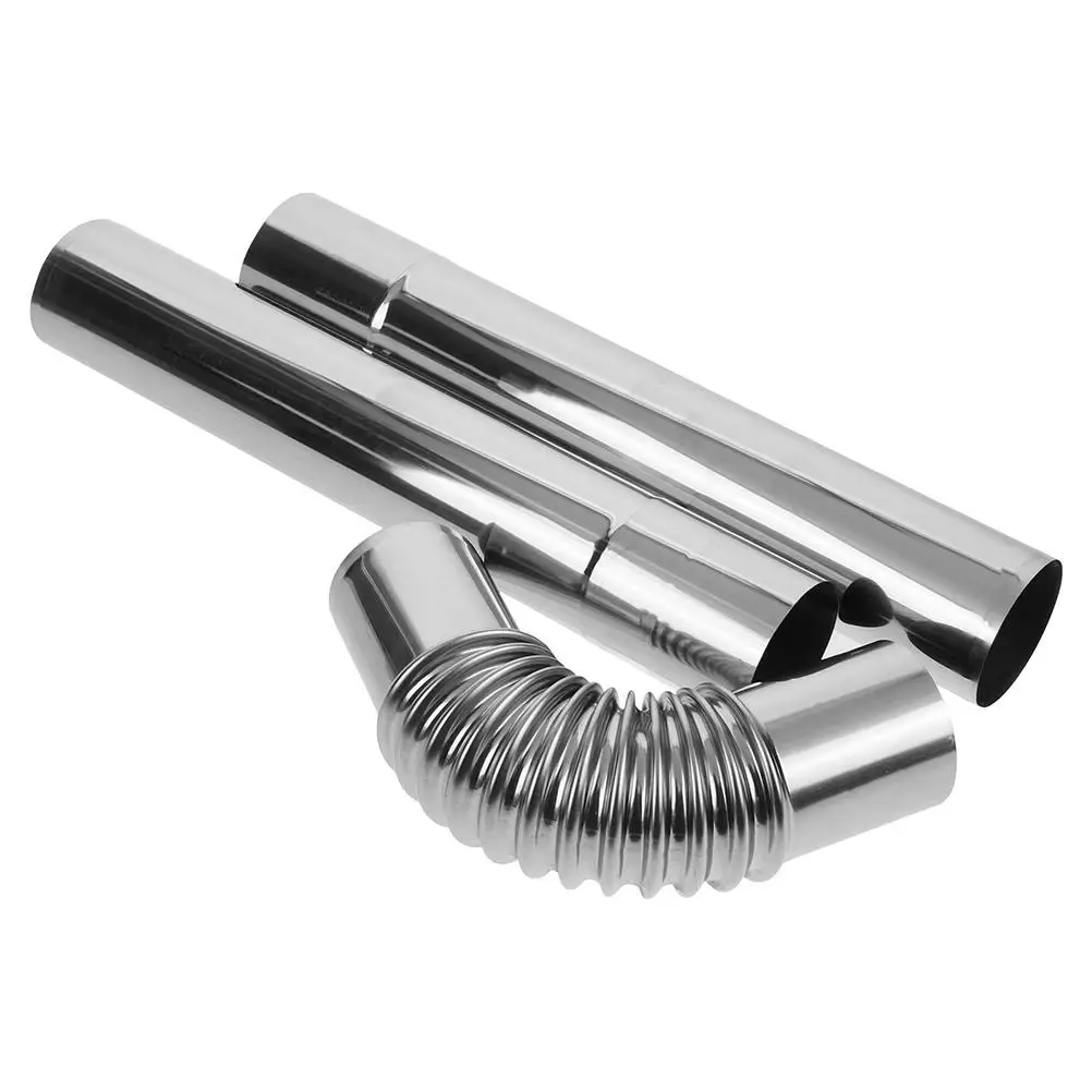 3Pcs Stainless Steel Chimney Pipe Tent Stove Small Exhaust Flue Fire Tube Elbow Extension Adapter Heater Vents Cooling