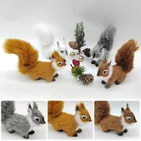 Simulation Mini Squatting Squirrel Model Cute Imitation Fox Ornaments Children Birthday Gifts Home Decor Plush Figures Craft 1