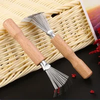 1PCS Wooden Comb Cleaner Delicate Cleaning Removable Hair Brush Comb Cleaner Tool Handle Embeded Tool Broken Hair Cleaner 2