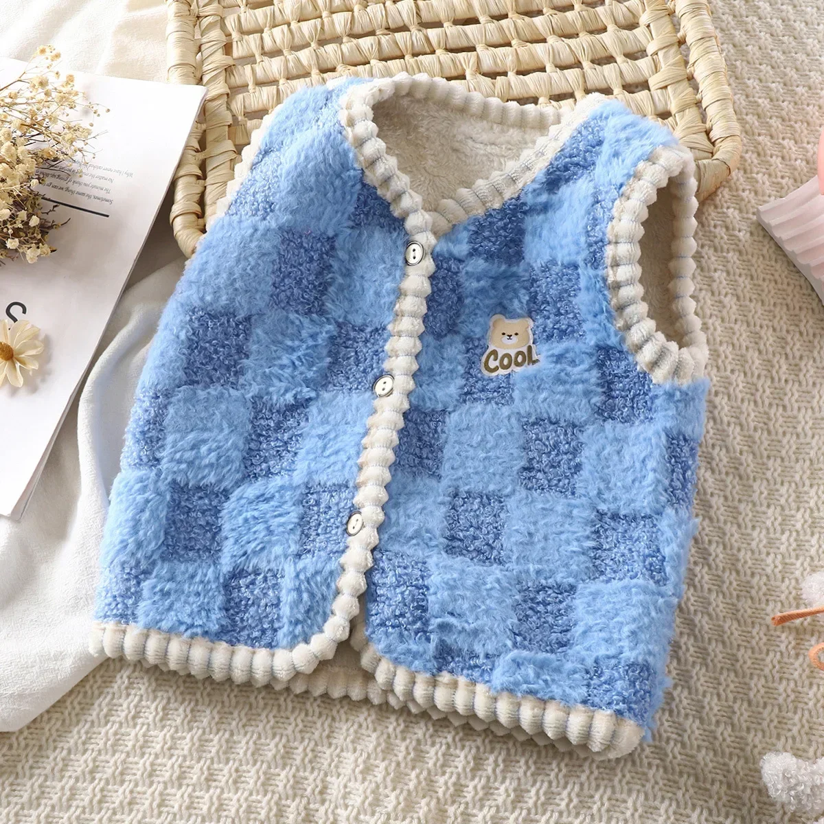 Children's Vest Cardigan Unisex Vests Waistcoats Girl Boy 2-8Y Baby Flannel Thickened Home Clothes Toddler Girl Winter Clothes children vest