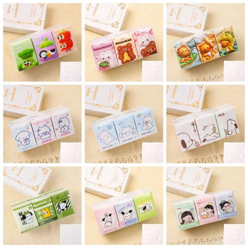Cartoon 9 Packs Capybara Handkerchief Paper Soft Cleaning Bear Toilet Paper Skin-friendly 3Ply Capybara Peripheries Wipe Hands