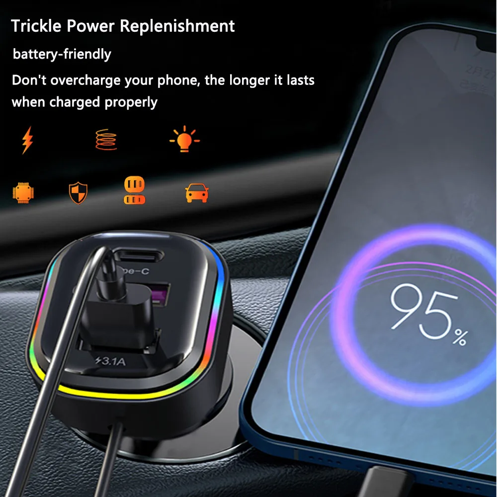 Multi Functional Car USB Charger 66W Fast Charging