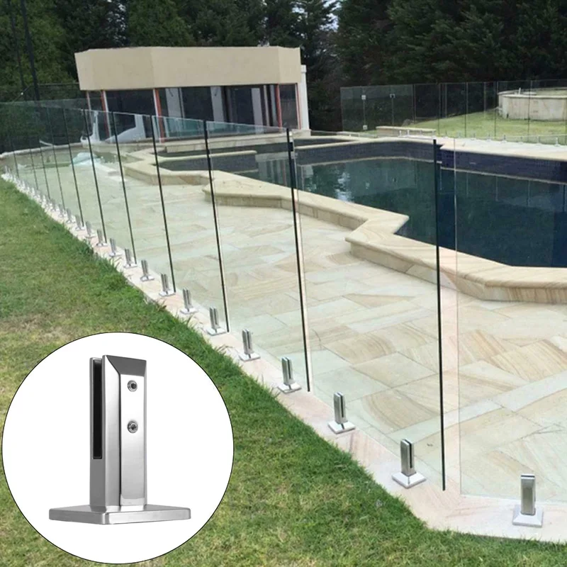 Glass Fasteners Stainless Steel Clips Heavy Duty Stainless Steel Glass Pool Fence Clip Floor Glass Stand Fix Fitting Clamp High Hardness Impact Resistance Clip