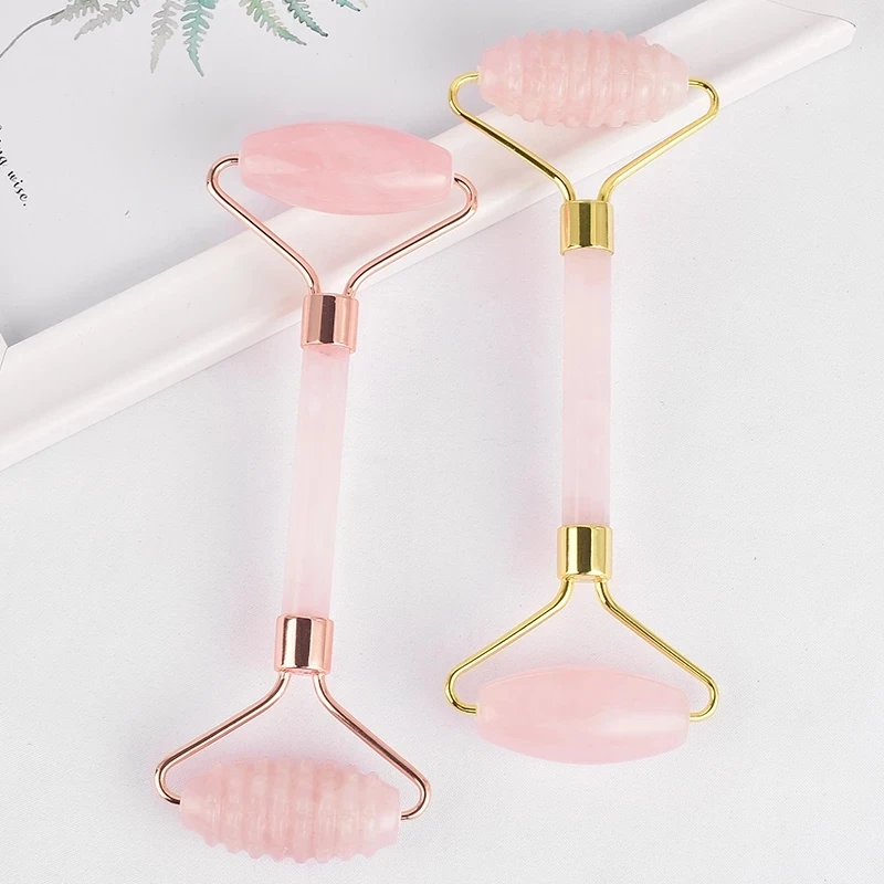 

Rose Quartz Sawtooth Big Head Massage Face Roller Natural Stone Crystal Mineral Neck Jade Massager Apparatus Skincare Gua Sha