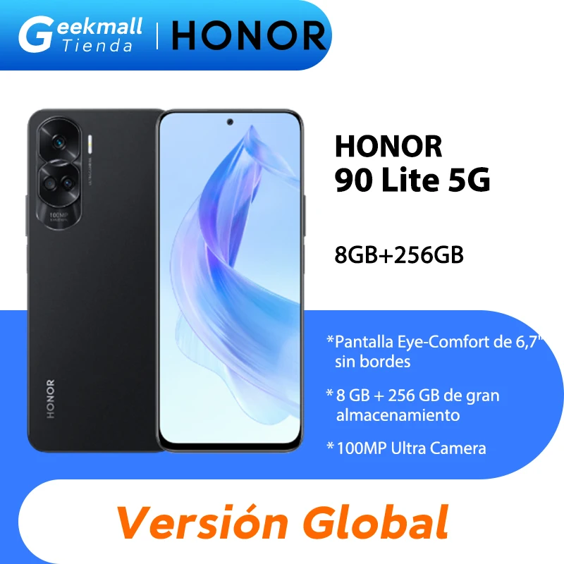 Honor 90 Lite 5G Cyan Lake 256GB 8GB RAM Gsm Unlocked Phone Mediatek  Dimensity 6020 100MP DISPLAY 6.7 inches, PROCESSOR Mediatek Dimensity 6020  FRONT CAMERA 16MP REAR CAMERA 100MP+5MP+2MP RAM 8GB STORAGE