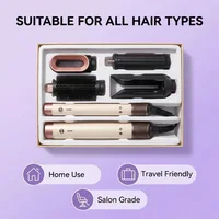 Brosse sèche-cheveux 5-en-1 détachable à flux d'air, peigne, boucleur, brosse lissante, styler à contrôle de température pour des cheveux lisses, anionique 1