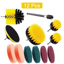 Enhanced Electric Cleaning Scrub Brush Set - Multipurpose Brushes for Tub, Tile, Corner, and Floor (Drill - 12pcs - 2)