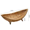 Rattan Fruit Bowl Tray for Coffee Table Woven Sundries Basket Rattan Fruit Tray Crecent Shape Basket Plastic Rattan Egg Basket 6
