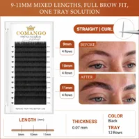 CoMango extensions de sourcils noirs 9-11Mix extensions droites et courbées faux sourcil épaisseur 0,07/0,1 haute qualité 5