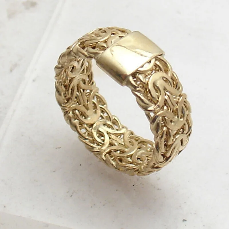 Hip-Hop-Stil Vintage Kettenförmiger Vergoldeter Ring für Damen und Herren Mode Einfaches Design Party Festival Schmuck Accessoires Geschenk