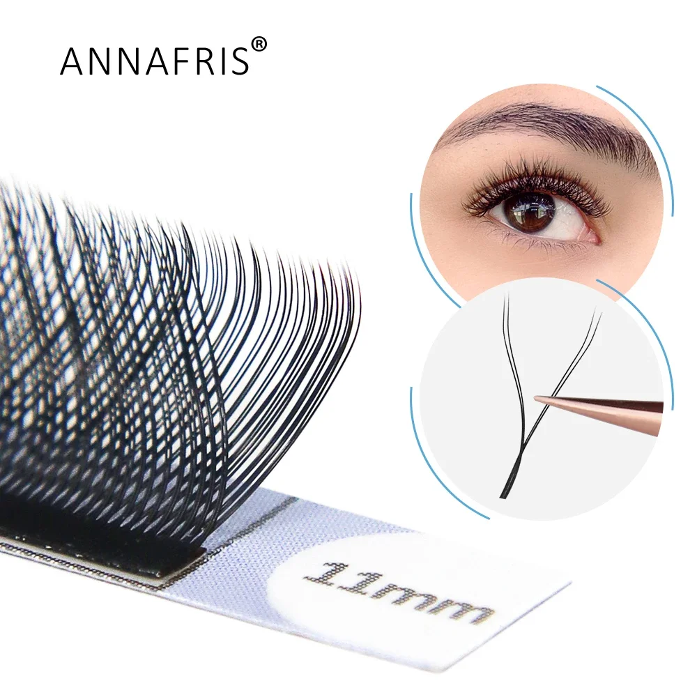 ANNAFRIS YY Shape Lash Extensions C/D Curl 2D Double Tips 2D Premade Volume Fan Handgewebte natürliche weiche falsche Wimpern