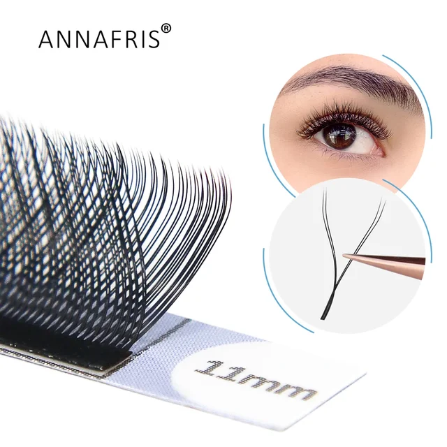 ANNAFRIS-Extensions de cils en forme YY, courbure C/D, double pointe, volume préfabriqué, tissé à la main, naturel, doux 1