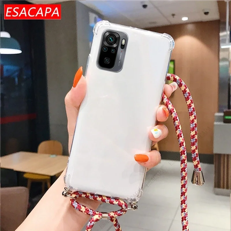 Transparent Shockproof TPU Crossbody Lanyard Case with Strap Cord Necklace
