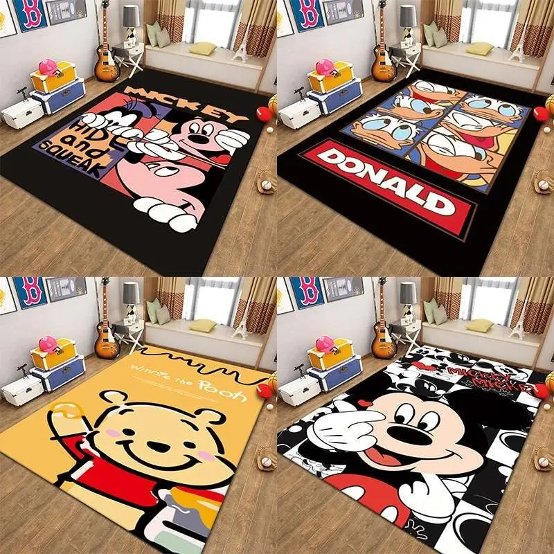 

Disney Cartoon Mickey Mouse Winnie The Pooh Carpet Donald Duck Lounge Rug Minnie Mouse Bedroom Bedside Rug Goofy Floor Mat Decor