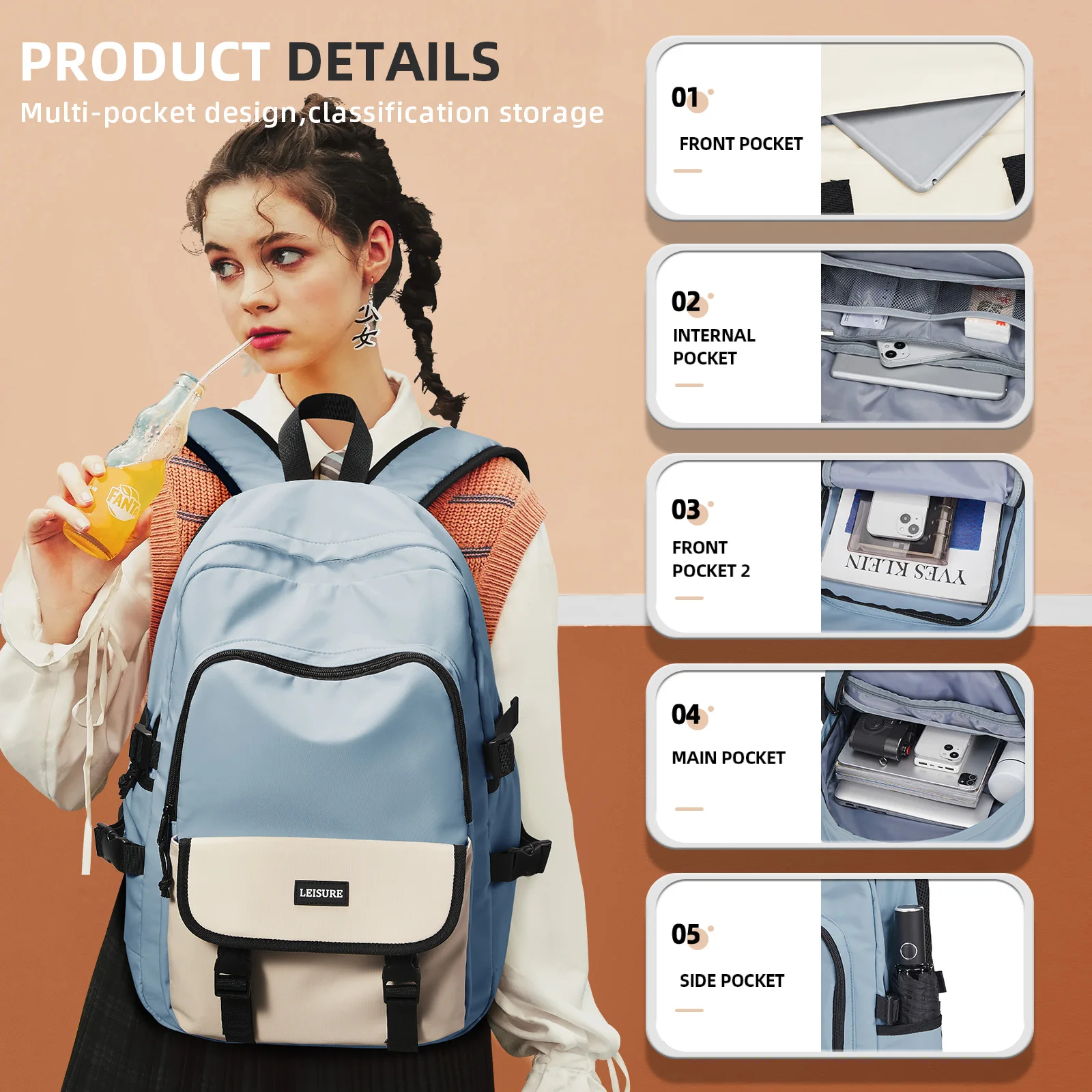 Middle Teens Girls School Backpack, Large Capacity Lightweight Boy Casual Schoolbag, College Student Laptop Bag, Travel Backpack