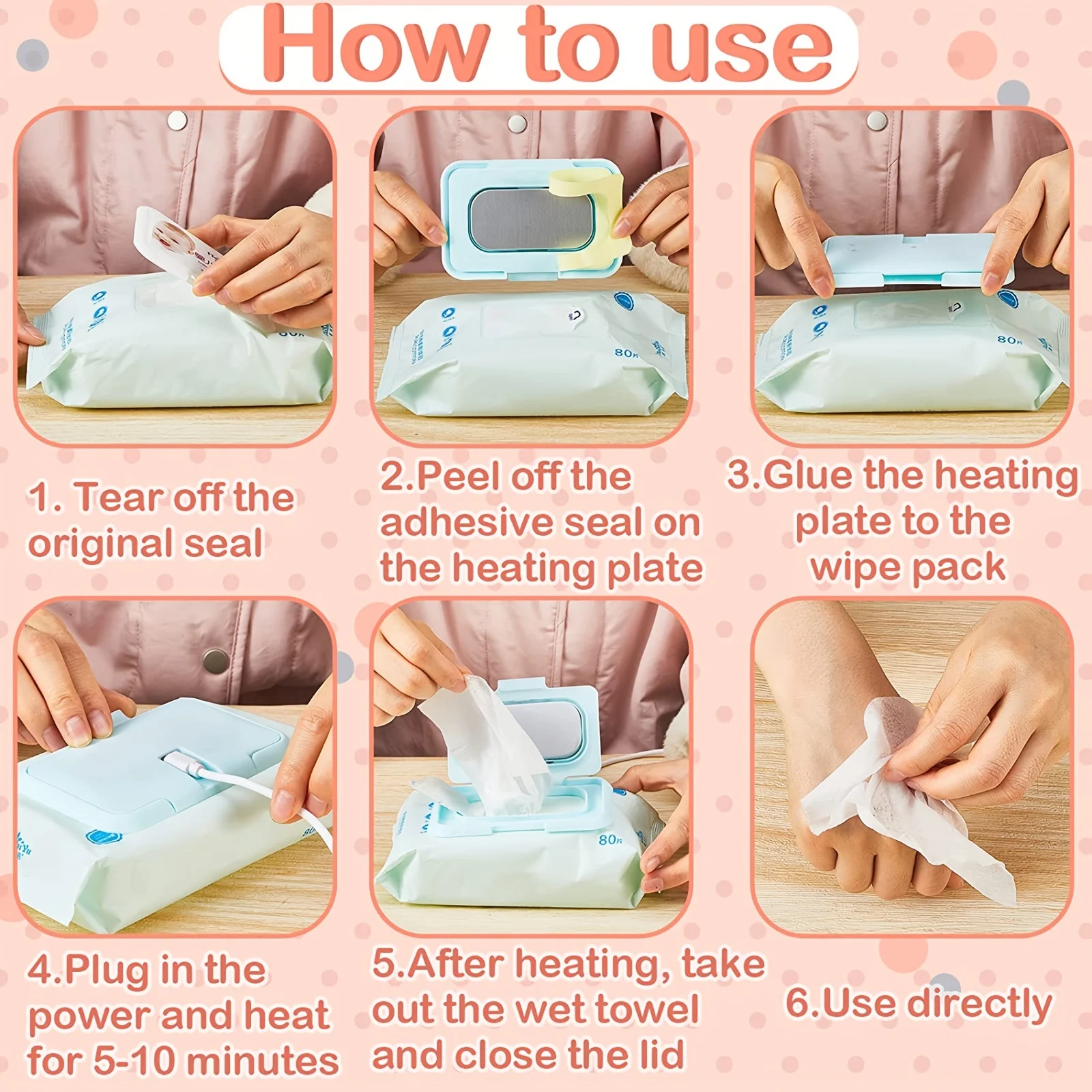 USB Mini Portable Baby Wipe Warmer e Baby Wet Wipes Dispenser Holder riutilizzabile Baby Wipes Heater per i viaggi del neonato