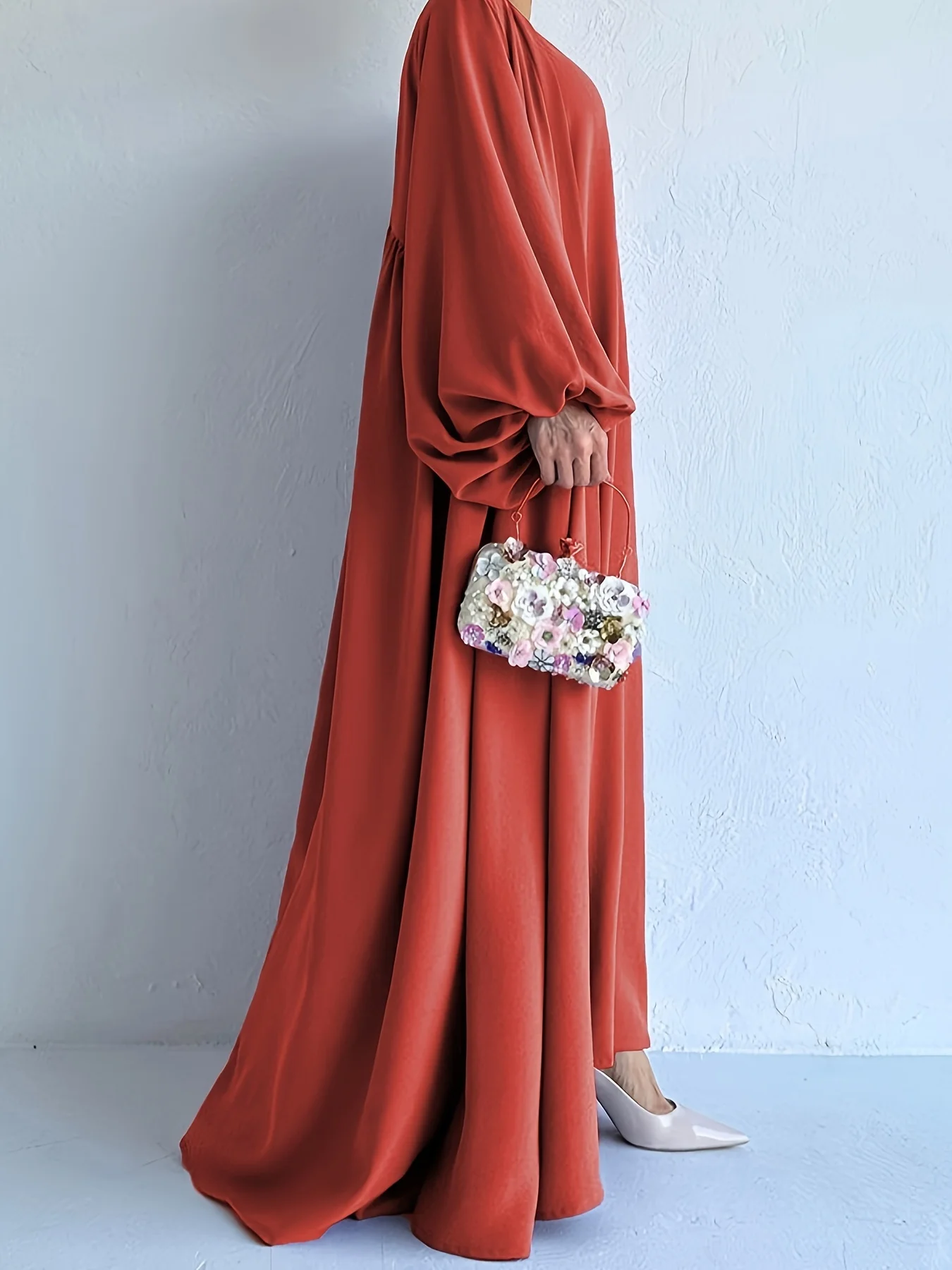 S7d9d6226c30f43fd9e6270867ea89a83i kebaya Ramadan Elegant Solid Two-piece Set Dress, Open Front Coverup and Tie Waist Abayas Outfits, Islam Women's Clothing Mallzona