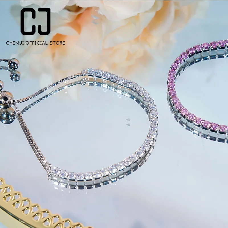 s925 Sterling Silver Purple Full High Carbon Diamond Bracelet Delicate Elegant Bracelet For Women Anniversary Gift Fine Jewelry