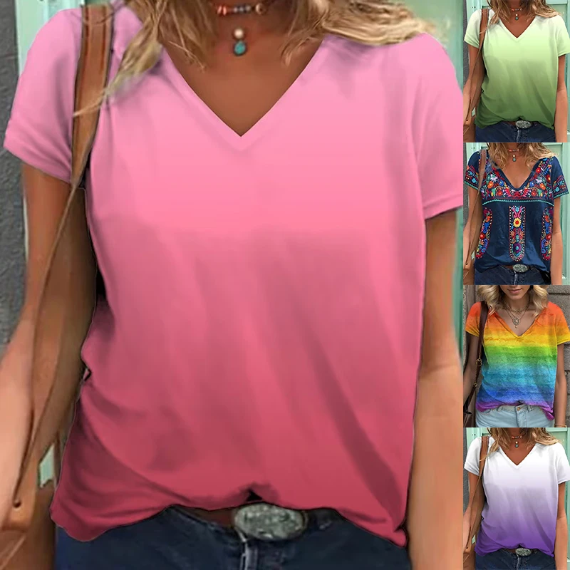 

Женская футболка с V-образным вырезом, с коротким рукавом