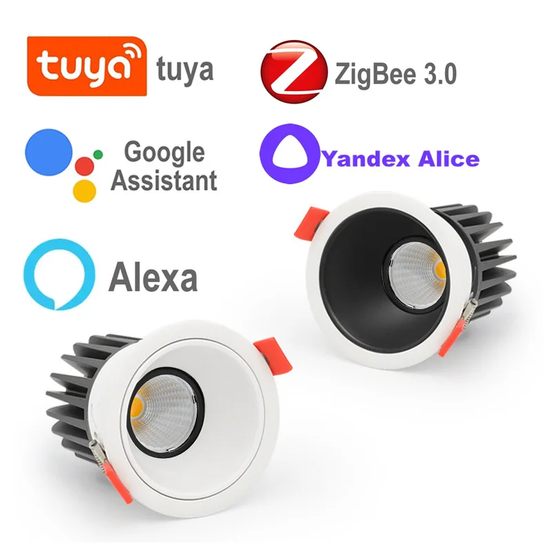 Zigbee 투야 매립형 다운라이트 LED 스팟 색조 천장 램프, 앨리스 알렉사 2MQTT 스마트 홈 어시스턴트, 룸 장식, 침실 스포트라이트